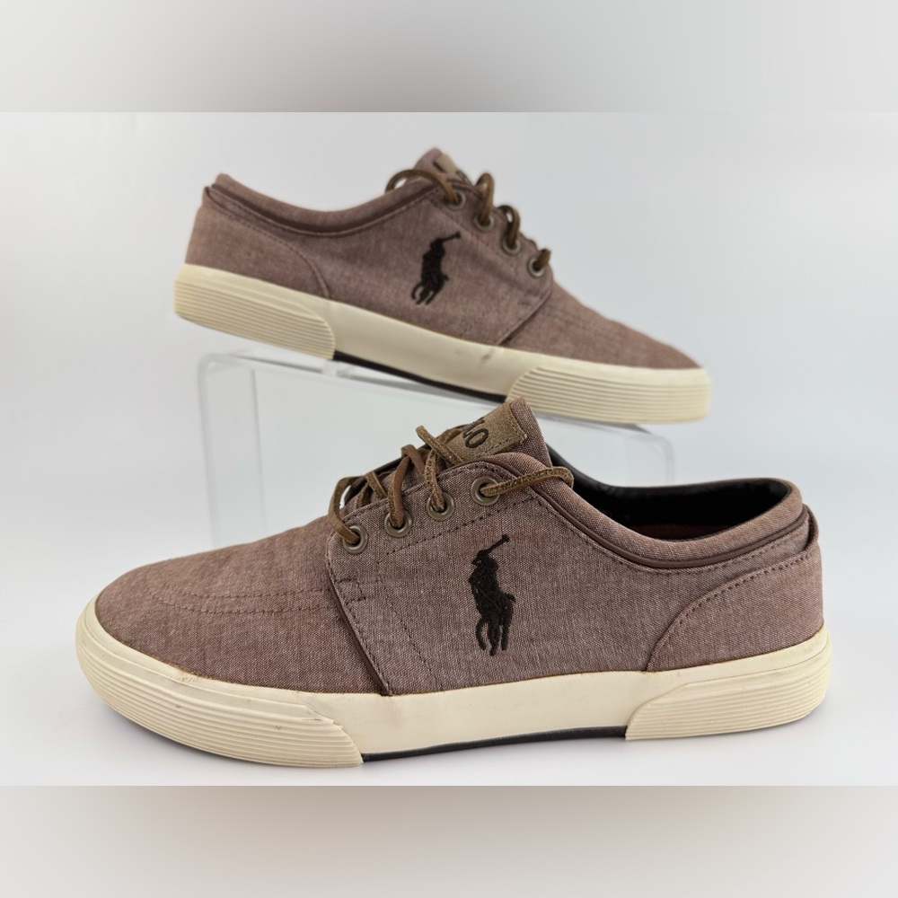 Polo Ralph Lauren Faxon Low Top Canvas Sneakers, Men’s Size10D Leather Laces